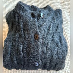 Vintage black mohair lace cardigan sweater